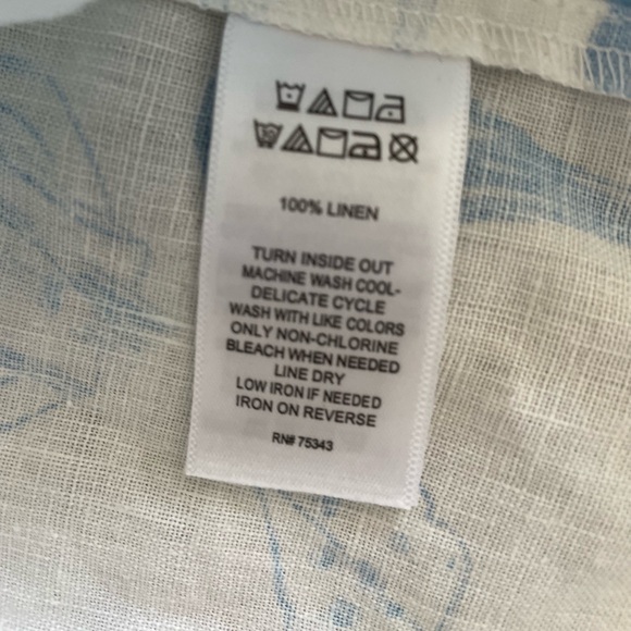 Cynthia Rowley Linen Blue and White Botanical Print Size M NWOT - Picture 7 of 8